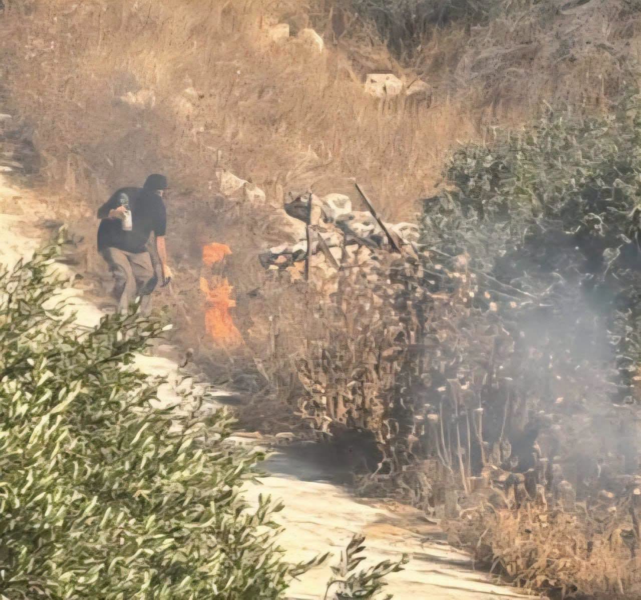 مستوطنون يهاجمون منازل المواطنين ويضرمون النار في أراض زراعية في برقا