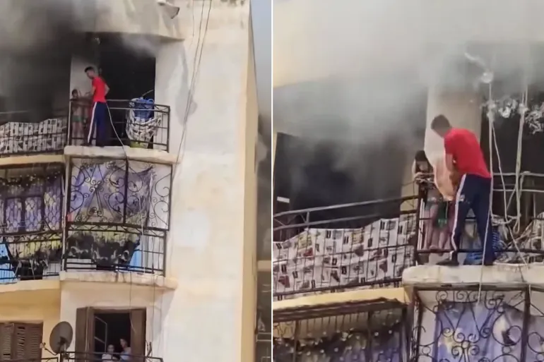 شاب يتسلق وسط اللهب  10 طوابق لإنقاذ طفلين بالجزائر